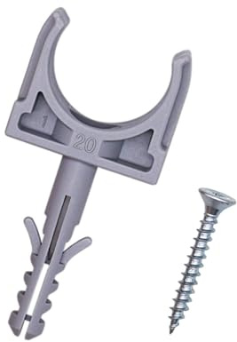 SKIR'CO Set Di 16 Fascette Stringitubo In Plastica Per Tubi Da 20 Mm, Fascette A U, Clip Per Tubi, Viti Incluse