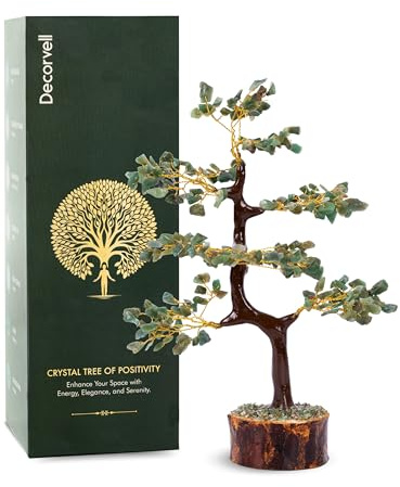 Green Aventurine Gemstone Money Tree | Feng Shui Bonsai | Mystical | Brings Good Luck | Chakra Balancing | Reiki Healing Crystal | Spiritual Enhancement | Home Decor | Size: 5.5-6.5 Inches