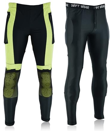 Swift Wear Kevlar Lined Motorbike Unisex Protective Leggings Motorcycle Safety Pant Mens Womens Under Pants CE Approved Removable Armours Slim Fit (UK, Alpha, M, Slim, Regular, Black)