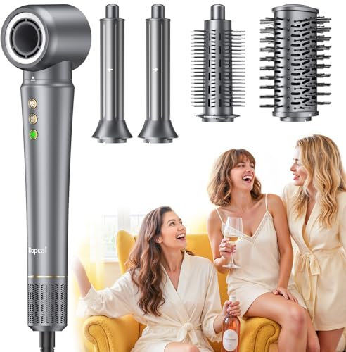 5 en 1 Air Styler Wrap - Cepillo Secador de Pelo, Secador Ionico Alta Velocidad 160000 RPM, con 32mm Auto Rizadores, Secado Rápido en 1 Minuto, Voluminizador, Cepillo Redondo, para Regalos Mujer