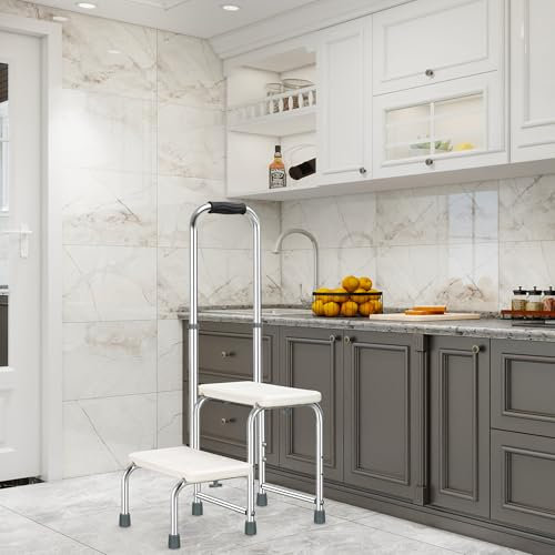 NIdreamCE Mobile Sécurité-Tritt Badewanneneinsteegshilfe Senioren, réglable en hauteur anti-glissement,2 escaliers avec poignée de maintien,Pour Badewannentritt lits,véhicules et baignoires,cuisine