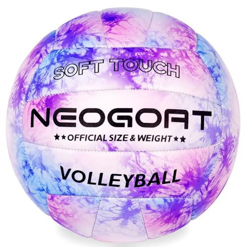 NEOGOAT Balón de voleibol morado de playa para exteriores, superficie gruesa de 3 mm, piel suave, regalos oficiales de voleibol para jóvenes, principiantes, adolescentes, juegos de playa, juegos
