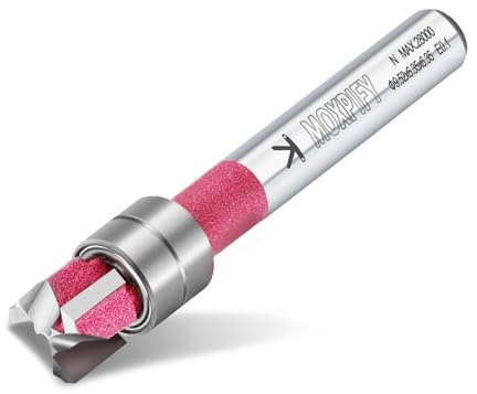 MOXPIFY Double Top Bearing Flush Trim Bit, 3-Flute Router Cutter 6.35mm Shank, 9.5mm Cut Diameter & 6.35mm Cut Length, Flush Trim Cut Router Bit For Woodworking