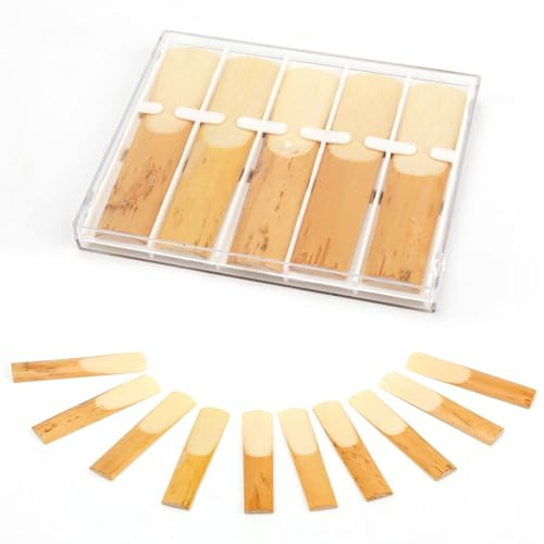 10 Cañas para Saxofón Alto, 7 x 1,6 cm, Cañas Naturales Saxofón Accesorios Instrumentos Musicales para Principiantes y Orquestas Sinfónicas (Fuerza 2,5)