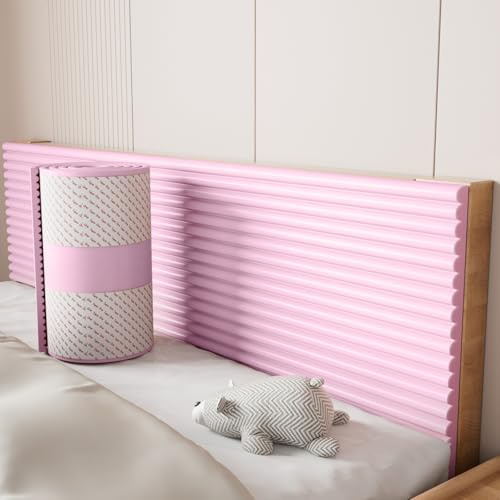 3D självhäftande väggkuddar väggpaneler - mjuk anti-kollision stoppning för sänggavlar sovrum, rosa, 30 x 200 cm (11,8 x 78,7 tum) - gör-det-själv väggdekor kudde