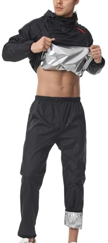 Genérico Ensemble de sauna pour homme avec sweat-shirt et pantalon de sudation pour la boxe, la gym, le fitness et la course à pied