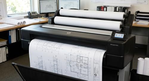 Universal Uncoated Inkjet Bright White Bond Paper Roll 90gsm 841mm x 45m 4 Rolls for CAD Plotter Printers, Wide Format Paper for Architectural Drawings, Engineering Plans & Posters