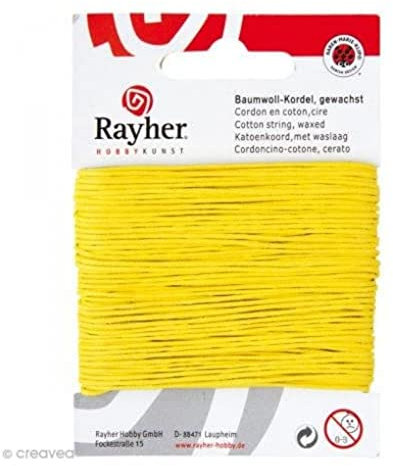 Cordoncino di cotone cerato, 1 mm di spessore, 20 m giallo