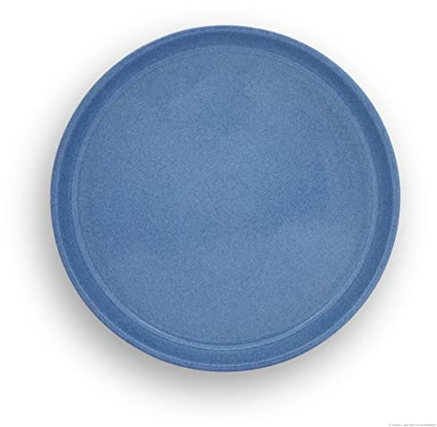 K&K Keramik Unterschale/Untersetzer rund witterungsbeständig Außen Ø26 cm, Innen Ø22 cm robust, dickwandig für Blumentopf Pflanzkübel Vogeltränke Farbe: blau-geflammt (hellblau)