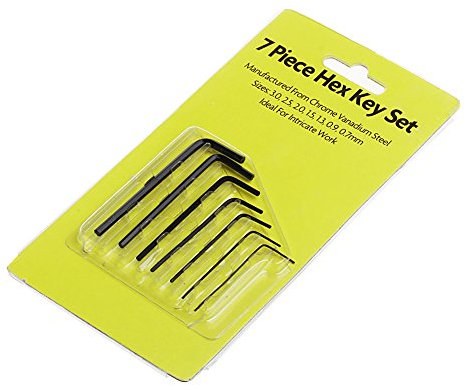 Sechskantschlüssel, 7 Stück, 0,7 bis 3.0 mm, Sechskantschlüssel aus langlebigem legiertem Stahl