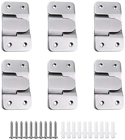 MZMing 6 Paar [12 Stück] Unterputz Verdeckte Halterung Ineinandergreifende Schnalle Kopfteil Möbelverbinder Haken Edelstahl Wandhalterung Eisenwaren Aufhängen von Bildern Spiegeln Rahmen usw.