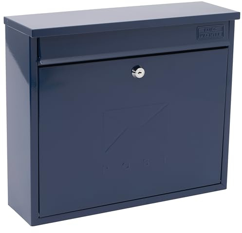 Burg-Wachter MB02MB - Buzón de acero galvanizado con cerradura resistente a la intemperie, 36 x 31 x 10 cm, 310 x 362 x 112 cm, color azul medianoche