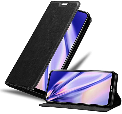 Cadorabo Hülle kompatibel mit Nokia 5,4 aus Premium Kunst Leder Flip Klappbare Stoßfeste Magnetische [Standfunktion] [Kartenfächern] Cover Hülle für Nokia 5,4 Tasche in Schwarz