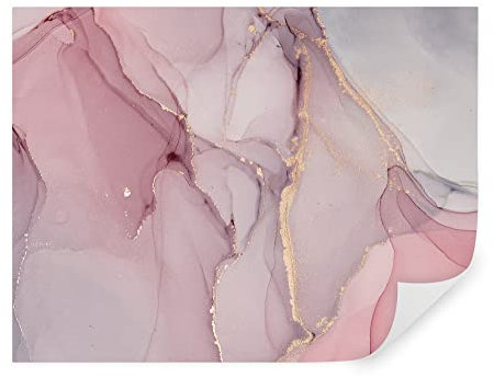 TAPEKO - Carta da parati 3d marmo, fotomurali premium 400x280 cm, stile effetto 3D, astrazione, ruscello rosa con oro, carta da parati 3d per camera letto, soggiorno, rosa u10293
