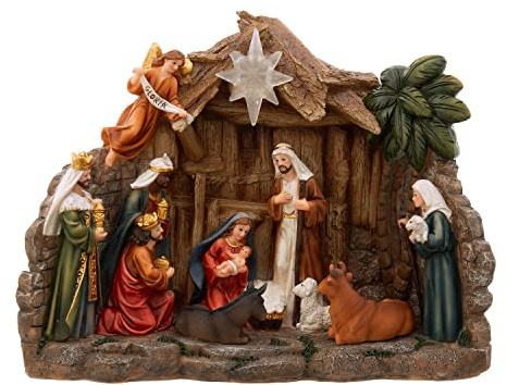 Kurt Adler 10.4-Inch Battery Operated Light-Up Nativity Table Piece