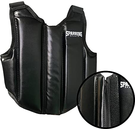 Martial Arts Chest Guard Protector with Double Zip Up Hook and Loop Front Closure for Sparring, Karate, Taekwondo and More (Youth Medium)