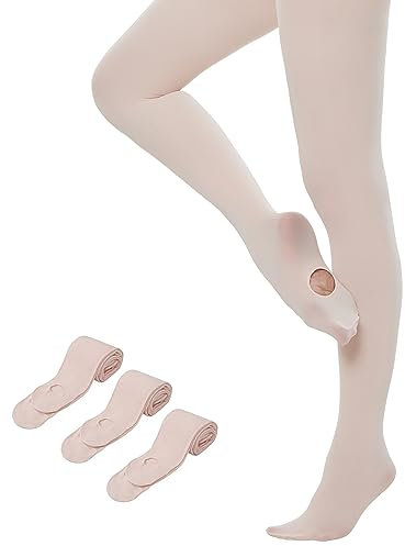 Yilanmy 3 Paare Ballettstrumpfhose für Mädchen und Damen Tanz Strumpfhosen Footed Student Training Strumpfhose Convertible Transition Ultra Soft Opaque
