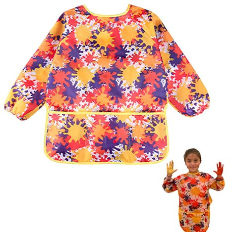 Ownkim Tablier de Peinture Enfant Imperméable, Tablier à Manches Longues pour Garçons et Filles de 2 à 8 Ans, Protection Complète pour les Arts et l'Artisanat