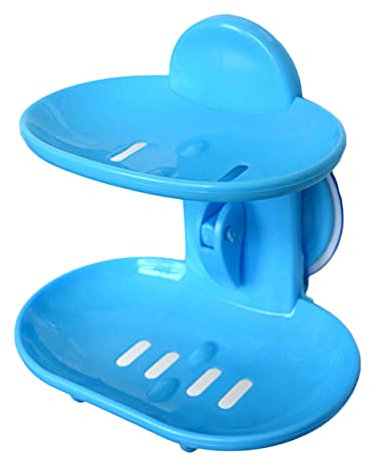 CAXUSD Doppelte Seifenschale Aus Kunststoff Mit Starkem Saugnapf Seifenhalter Für Dusche Und Badezimmer Stabile Struktur Einfache Montage Blau