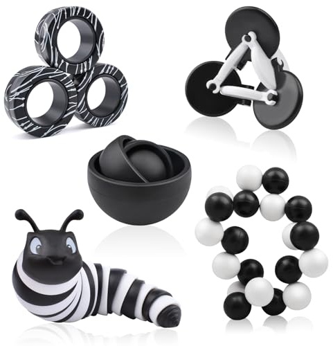 Fidget Toys Adults Pack, Sensory Toys 5PC Set, Gift Ideas for Boys Girls Teens Kids, ADHD Autism Stress Relief Finger Toy Hand Fidget Spinner