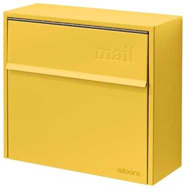 adoorn Wall Mount Mailbox - Small, Anti-Theft Locking Mailbox, Weatherproof Mailboxes for Outside The House, 13.5 H x 15 L x 5.5 D (Curb Yellow)