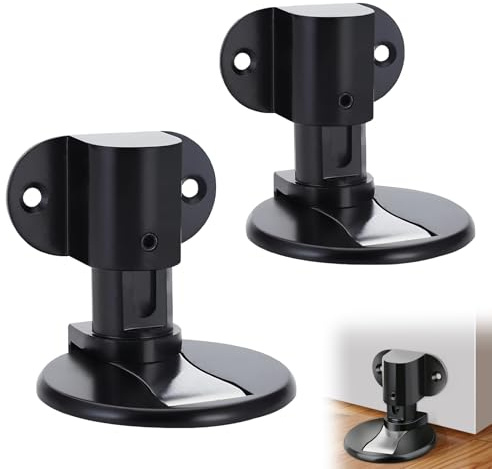 TenaLucy 2 Pezzi Fermaporta Magnetico in Metallo Invisibile da Pavimento e Muro, Regolabili con Adesivo 3M e Viti per Porte (Nero)