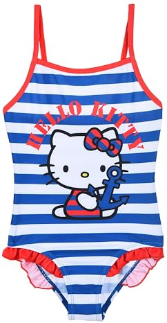 Sanrio Hello Kitty Maillot de Bain pour Fille, Maillot de Bain Une Pièce Motif Nautique pour Enfant, Tailles 3 à 8 Ans