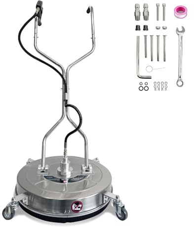 30-Inch Stainless Steel Pressure Washer Surface Cleaner, Heavy Duty 4-Wheel Driveway & Concrete Cleaner Attachment, Commercial-Grade 5200 PSI for Patios, Sidewalks, Decks