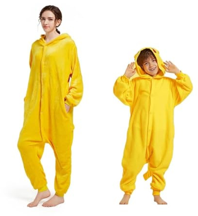 Udeki Adulte Enfants Grenouillères Toison Pyjamas Déguisements Costume Dessin Anime Tenue Capot Halloween Carnaval Fête Unisexe