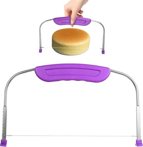 Xujinsongg 10 Inch Cake Leveler Tools with Adjustable Stainless Steel Wires | Professional Cake Slicer and Cake Cutter for Cake Decorating Accessories, Purple 27CM