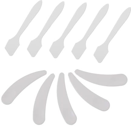 Alipis 10 piezas Espátulas Cosméticas Transparentes Cucharas para Crema Facial Curvadas Aplicadores para Mascarillas y Cremas para Viaje y Mezcla de Productos de Cuidado Facial