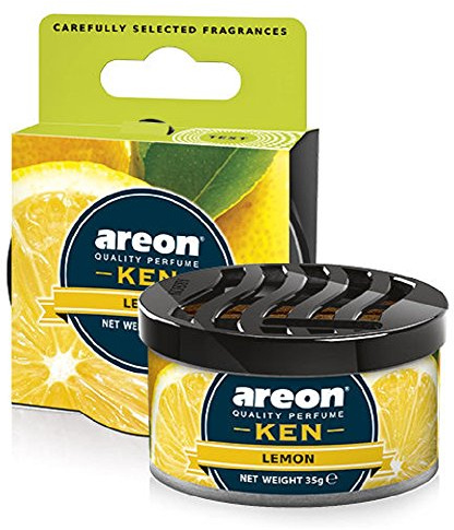 AREON Ken Désodorisant Voiture Citron Maison Tropical Fruits en Pot Couvercle Ventilé Réglable 3D (Lemon Lot de 1)