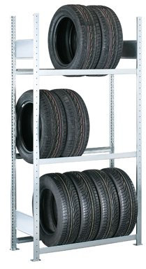 SCHULTE Lagertechnik Anbauregal, Räder-/Reifenregal, 2000 x 1500 x 400 mm (HxBxT), verzinkt, 3 Lagerebenen á 150 kg Fachlast pro Ebene