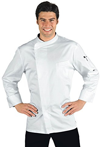 Isacco Giacca cuoco Bilbao Bianco, Bianco, L, 100% Cotone, Manica Lunga, 210 gr/m²
