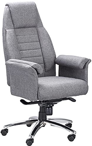Vinsetto Bürostuhl Ergonomischer Drehstuhl mit Armlehne höhenverstellbar Kunstleinen Hellgrau 68 x 72 x 120-126 cm