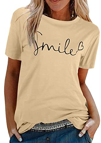 Tuopuda T-shirt damer, sommartoppar, rund hals, kortärmad tryck, blus, baströja, bekväm bomull, tunika, t-shirt, toppar, smal skjorta för vår, sommar, höst