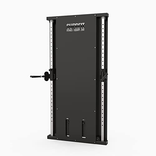 SUPRFIT - Double Pulley Duale Fitness Wandzugstation ultraflach - Kraftstation Wandmontage mit höhenverstellbarem dualem Steckgewicht Kabelzug - Platzsparendes Homegym Fitnessgerät inkl. Handgriffen