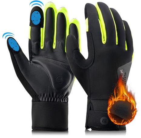 ROCKBROS Winterhandschuhe, Fahrrad Handschuhe Winter Touchscreen Thermohandschuh, Laufhandschuhe Winddichte rutschfest Skihandschuhe Herren Damen Outdoor Thermo Handschuhe