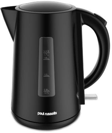 paul russells 3000W Electric Kettle - 1.7L Capacity, Premium Black Finish, Smart StirX Control, Fast Boiling, Auto Shut-off, Boil-Dry Protection, Auto Lid Open, LED Indicator, BPA Free