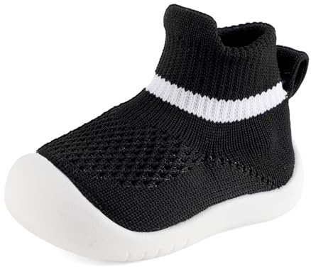 MK MATT KEELY Zapatos Bebé Primeros Pasos 6-36 Meses Calcetines con Suela de Goma Zapatillas Niño Niña Calzado Respetuoso Bebé,Negro,9-12 Meses