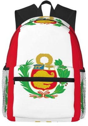 Stilvoller Reiserucksack mit Peru-Flagge, leichter Wasserschutz, Laptop-Rucksack für College, Business, Arbeit, Schwarz, Einheitsgröße, Schwarz, Rozmiar uniwersalny, Schwarz , Rozmiar uniwersalny