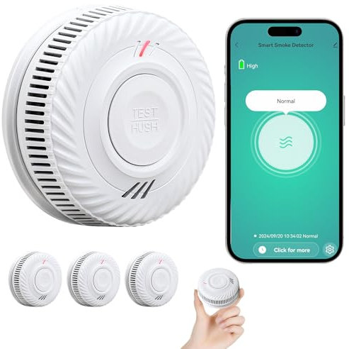 PHYSEN Détecteur de Fumée WiFi avec 10-Ans Batterie, Intelligent Alarme Incendie avec Capteur Photoélectrique Conforme à la Norme EN14604, Compatible avec Tuya/Smart Life APP, 3St