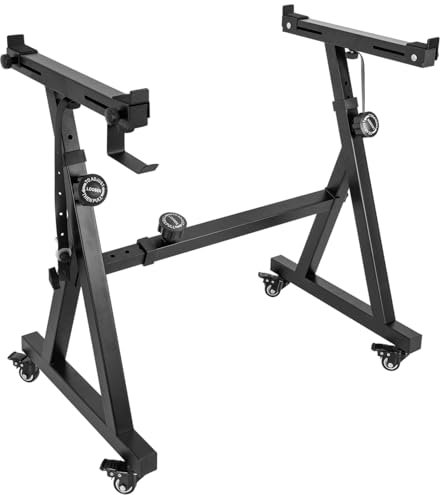 OUUTMEE Robuster Keyboardständer, Z-Stil, digitaler Klavierständer, verstellbare Höhe und Breite, Keyboard-Ständer mit 4 Rädern, passend für elektrische Klaviere mit 54–88 Tasten, Schwarz