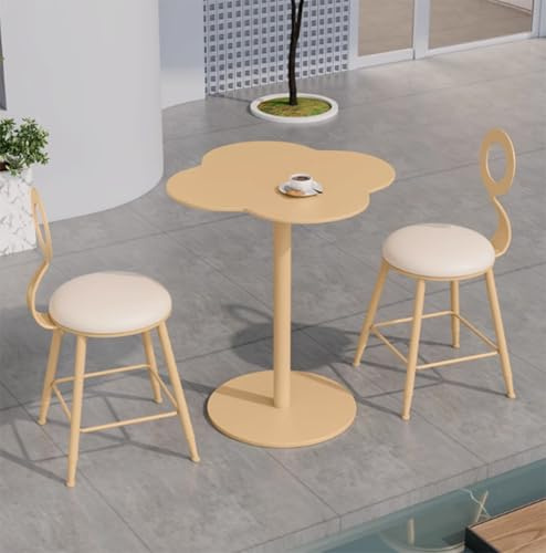 Juego de bistró compacto para exteriores con mesa de hierro y 2 sillas, muebles de comedor perfectos para espacios pequeños, balcón, jardín y patio, diseño elegante y duradero