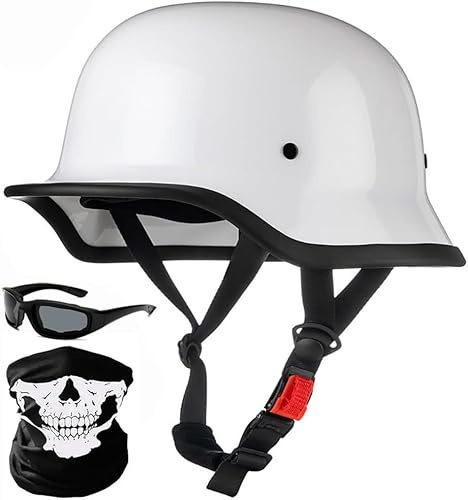 Retro tysk motorcykelhjälm ECE/DOT godkänd motorcykelhjälm män kvinnor vintage halvskal hjälm jethjälm för cykel cruiser moped skoter öppen hjälm E M = 57–58 cm