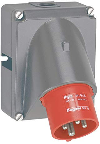 Fiche inclinée Hypra 32A - 3P+T - 380V~ à 415V~ - plastique - IP44