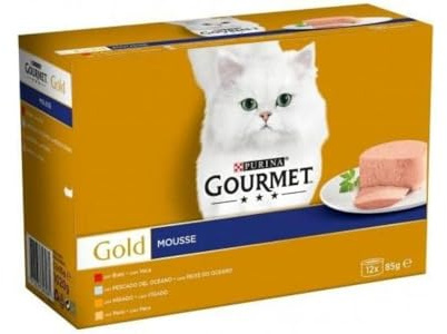 Purina Gourmet Gold Mousse, Comida Húmeda para Gato Pack Surtido, 12 latas de 85g