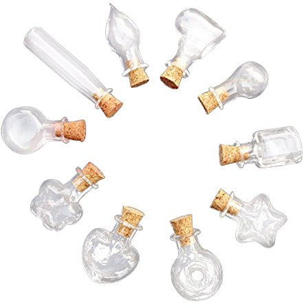 Butterme 10 Stück Verschiedene Formen Mini Glas Flasche Stern Jars Vials Kleine klare Kork Nachricht Glasflaschen Wunsch Flaschen Stellen Lieben Notiz Kork