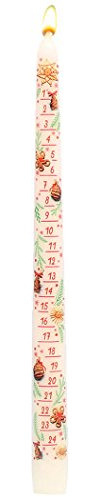 Ebersbacher Wachswaren Adventskalenderkerze lackiert weiß, 29 cm Unparfümiert