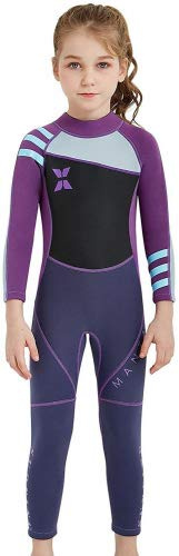 DIVE&SAIL - Traje de Neopreno de una Pieza Infantil para Niñas Bañador de Natación Deporte Acuático con Manga Larga Piscina Playa - violet